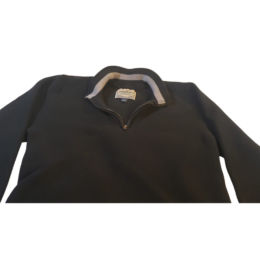 Flag & Anthem‎ Black 1/4 Zip 100% Cotton Men's Sweater Large L